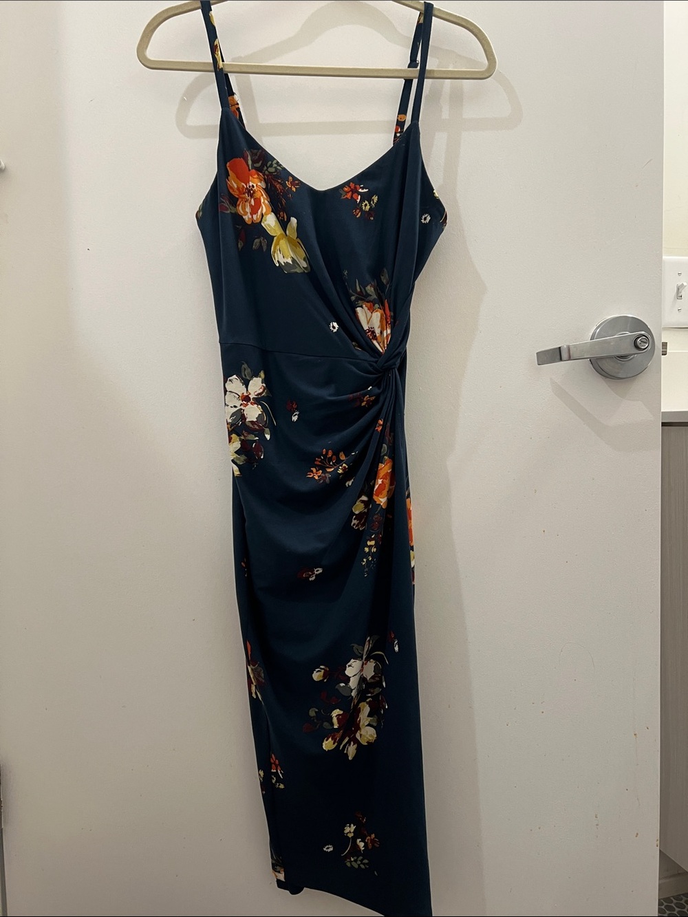 Nine Britton Knit Fitted Midi Floral Dress - Blue